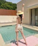 【2色】3点セットビキニ水着モノキニセクシーホルターネック韓国っぽ温泉海ビーチかわいいWQ7-BY-002