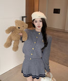 【3色】2点セット ミニドレス キャバドレス セクシー 大人可愛い ニットカーディガン＋ハイウエストプリーツスカート セットアップ  お出かけ デート 出勤 LW2-OYF2585