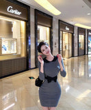 Lady's coco ミニドレス キャバドレス シースルー バイカラー タイトワンピース セクシー ミニ丈 ボディライン 着痩せ LW2-XKDD335A-3168-Oct17