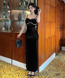 Lady's coco ロングドレス キャバドレス  セクシー ベロア キャミワンピース スリット入り 上品セクシー ハイウエスト ドレス  結婚式 二次会 披露宴 パーティー 上品 LW2-DD5946