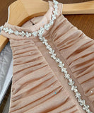 ミニドレスホルターネック宴会パーティーキラキラAライン着痩せ気質韓国っぽセクシー大人可愛い WQ2-XHY918136