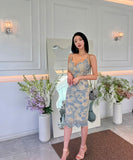 膝丈ドレスエレガントレースセクシー気質タイトドレス谷間見せ韓国っぽおしゃれ WQ2-ZED88794E