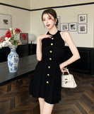 【2色】ニットドレスミニドレスホルターネックAラインエレガントセレブ風大人可愛い同伴 WQ2-ZED883111GT510B