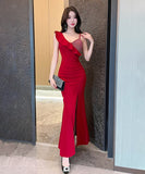 ロングドレス セクシー 背露出   気質 セレブ風 脚長効果　XH2-DD5864