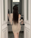 【2色】ミニドレス キャバドレス セクシー キラキラ シアーワンピース ウエストシェイプ タイトシルエット ドレープデザイン 上品 スタイリッシュ 指名 クラブ JC2-ZED88818DXH342