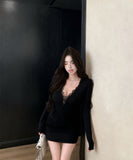 【2色】 ミニドレス キャバドレス セクシー  ナイトドレス ミニ丈 タイトワンピース Vネック LW2-XKDD342-8187-Oct18