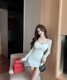 【3色】ミニドレス キャバドレス セクシー スパンコール  Vネック ボディコン ナイトクラブ LW2-ZED881753SS2B15