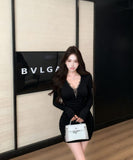 【2色】 ミニドレス キャバドレス セクシー  ナイトドレス ミニ丈 タイトワンピース Vネック LW2-XKDD342-8187-Oct18