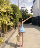 【3色】ビキニ水着ホルターネックワンピース気質セクシーモノキニ体型カバー温泉フリル WQ7-YQ-HH6X63THLL