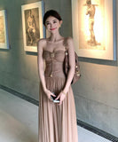 【2色】 ロングドレス キャバドレス セクシー チューブトップワンピース リボンデザイン カットアウト ウエストマーク 大人可愛い  LW2-XHY918382