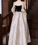 ロングドレス キャバドレス パーティードレス ベロア スクエアネック 長袖 フレアデザイン 二次会 披露宴 パーティー LW2-YZX027