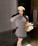 【3色】2点セット ミニドレス キャバドレス セクシー 大人可愛い ニットカーディガン＋ハイウエストプリーツスカート セットアップ  お出かけ デート 出勤 LW2-OYF2585