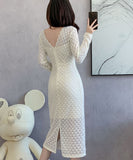 【2色】レース  膝丈ドレス 着瘦せ セレブ風  気質 エレガント MY2-ZED885928GT415