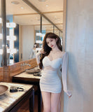 【3色】ミニドレス キャバドレス セクシー スパンコール  Vネック ボディコン ナイトクラブ LW2-ZED881753SS2B15