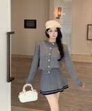 【3色】2点セット ミニドレス キャバドレス セクシー 大人可愛い ニットカーディガン＋ハイウエストプリーツスカート セットアップ  お出かけ デート 出勤 LW2-OYF2585