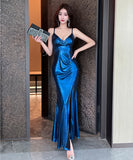 【3色】ロングドレス キャバドレス セクシー Vネック スリット入り タイト マーメイドワンピース 披露宴 二次会 パーティー お呼ばれ LW2-OYF9757