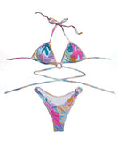 三角ビキニ水着ビキニ花柄ホルターネックセクシー2点式谷間見せビーチ海タンキニモノキニ WQ7-XYX-SYS1282