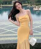 【2色】ロングドレス キャミドレス マーメイドドレス リボン カワセクシー 同伴 WQ2-ZED889640GT347