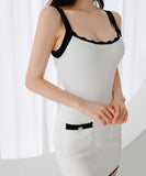 【2点セット】 ミニドレス キャバドレス セクシー 韓国風 ニットタイトセット 長袖 クルーネック ビスチェ  上品コーデ デート 女子会 カフェ LW2-DD6030