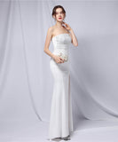 【3色】ロングドレスベアトップキラキラセクシー手作りドレスナイトドレス高級感演奏会宴会パーティーイベント WQ2-YEY18717#