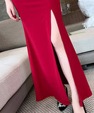 ロングドレス セクシー 背露出   気質 セレブ風 脚長効果　XH2-DD5864