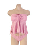 ビキニ水着ベアトップフリルホルターネックモノキニタンキニ体型カバー WQ7-CF-QM9144