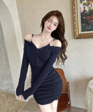 【3色】ミニドレス キャバドレス セクシー 2点セット キャミワンピ＋カーディガン 着痩せミ 気質アップ  クラブ デート JC2-ZED887412GT528B