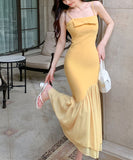 【2色】ロングドレス キャミドレス マーメイドドレス リボン カワセクシー 同伴 WQ2-ZED889640GT347