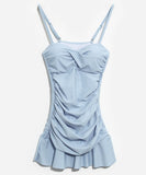 【3色】ビキニ水着ホルターネックワンピース気質セクシーモノキニ体型カバー温泉フリル WQ7-YQ-HH6X63THLL