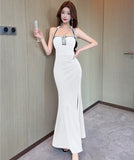 【3色】 ロングドレス キャバドレス セクシータイトキャミワンピ スリット入り ショート丈 デート 女子会 パーティー 二次会 LW2-OYF9758