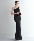 【8色】ロングドレス キラキラ パーティードレス ワンーショルダー お姫様 誕生日 演奏会 宴会 WQ2-YEY18900#