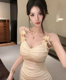 【3色】ミニドレス キャバドレス セクシー ストラップ リボン メッシュ 切替 ボディコン タイト 指名 クラブDQ2-DD-4094