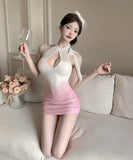 【3色】ミニドレス キャバドレス セクシー グラデーションカラー タイトミニ ドレス ボディコン 着痩せ スリムフィット ナイトクラブ 指名 JC2-DD5607