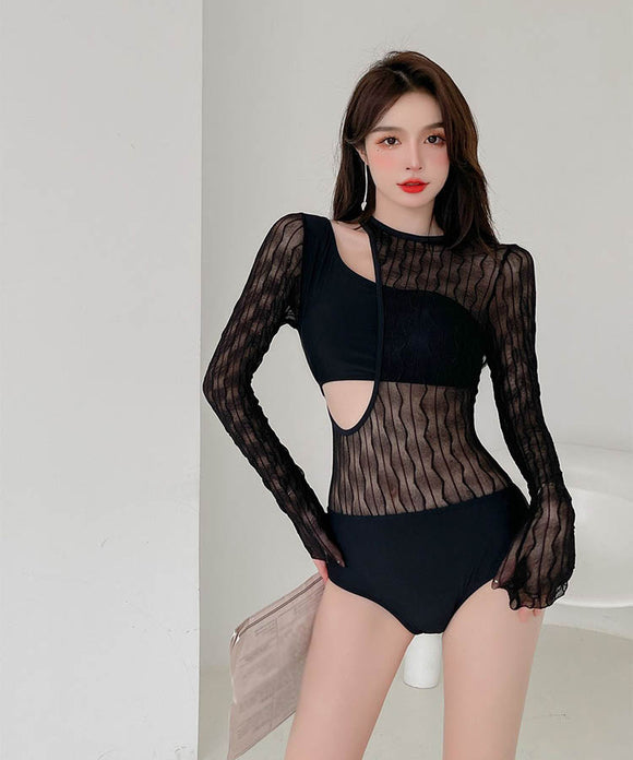 ビキニ水着レース袖付き肌見せモノキニUVカットモノキニタンキニ旅行 WQ7-YQDS8282292