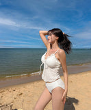 【2色】ビキニ水着フリル温泉ビーチ海モノキニタンキニ体型カバー WQ7-CF-QM9149