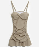 【3色】ビキニ水着ホルターネックワンピース気質セクシーモノキニ体型カバー温泉フリル WQ7-YQ-HH6X63THLL