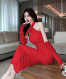 【3色】ロングドレスタイトドレスベアトップセクシーエレガント気質キャバクラ宴会パーティー WQ2-ZED886088GT513