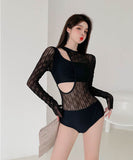 ビキニ水着レース袖付き肌見せモノキニUVカットモノキニタンキニ旅行 WQ7-YQDS8282292