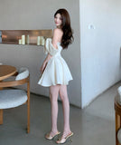 ミニドレス キャバドレス フレンチスタイル オフショルダー リボンデザイン Aライン パール デート お出かけ カジュアル ランチ JC2-XHY918397
