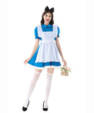 【3点セット】夢かわ コスプレ ハロウィン アリス  エプライムブルー ロリータフリル メイド服 仮装パーティー JC2-XJY6028