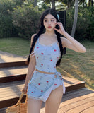 【3点セット】水着 ビキニ スカート付き かわいい フェミニン フラワー柄 小胸さん 温泉 リゾート ビーチ JC7-DP-A22963