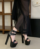 ハイヒール ラウンドトゥ バックル付き チャンキーヒール プラットフォーム ワンストラップサンダル JC5-JLG-MY-953-11