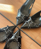 ハイヒール ピンヒール スタッズ付き ストラップ ポインテッドトゥ クローズドトゥ バックストラップ サンダル JC5-FZ-MX-067-26