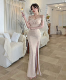 ロングドレス キャバドレス セクシー ディープネック キャミワンピ スリット エレガント 脚長効果 パーティー  JC2-DD6387