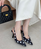 【3色】ハイヒール バックストラップサンダル ポインテッドトゥ サテン ドット柄 ガーリー デート お出かけ JC5-JLG-MZU-8919-2