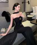 ロングドレス キャバドレス セクシー カットアウト ホルターネック ボディライン ギャル感 ウエストマーク パーティー JC2-XHY913265