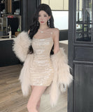 ミニドレス キャバドレス セクシー スパンコール キャミワンピ スリーブレス リボン飾り ボディコン ナイトクラブ 指名 JC2-18YX792