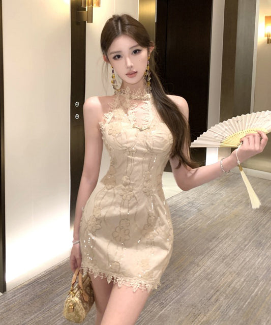 Lady's coco ミニドレス キャバドレス セクシーギャル  きれいめ モダンチャイナードレス ボディコン レース JC2-ZED882627DXH437A