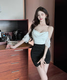 【4色】ミニドレス キャバドレス セクシー 韓国風 バイカラー切り替え タイト キャミワンピ シャーリング 指名 夜遊び JC2-MLS8019