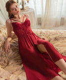 ルームウェア ランジェリー セクシー 透け感 メッシュ レース切替 フロントスリット ガウン付きセット JC8-GR6751